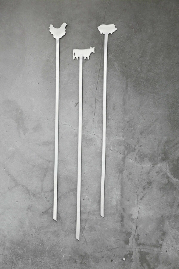 Stainless Steel Metal Flat BBQ Skewers Set with Animal Shape